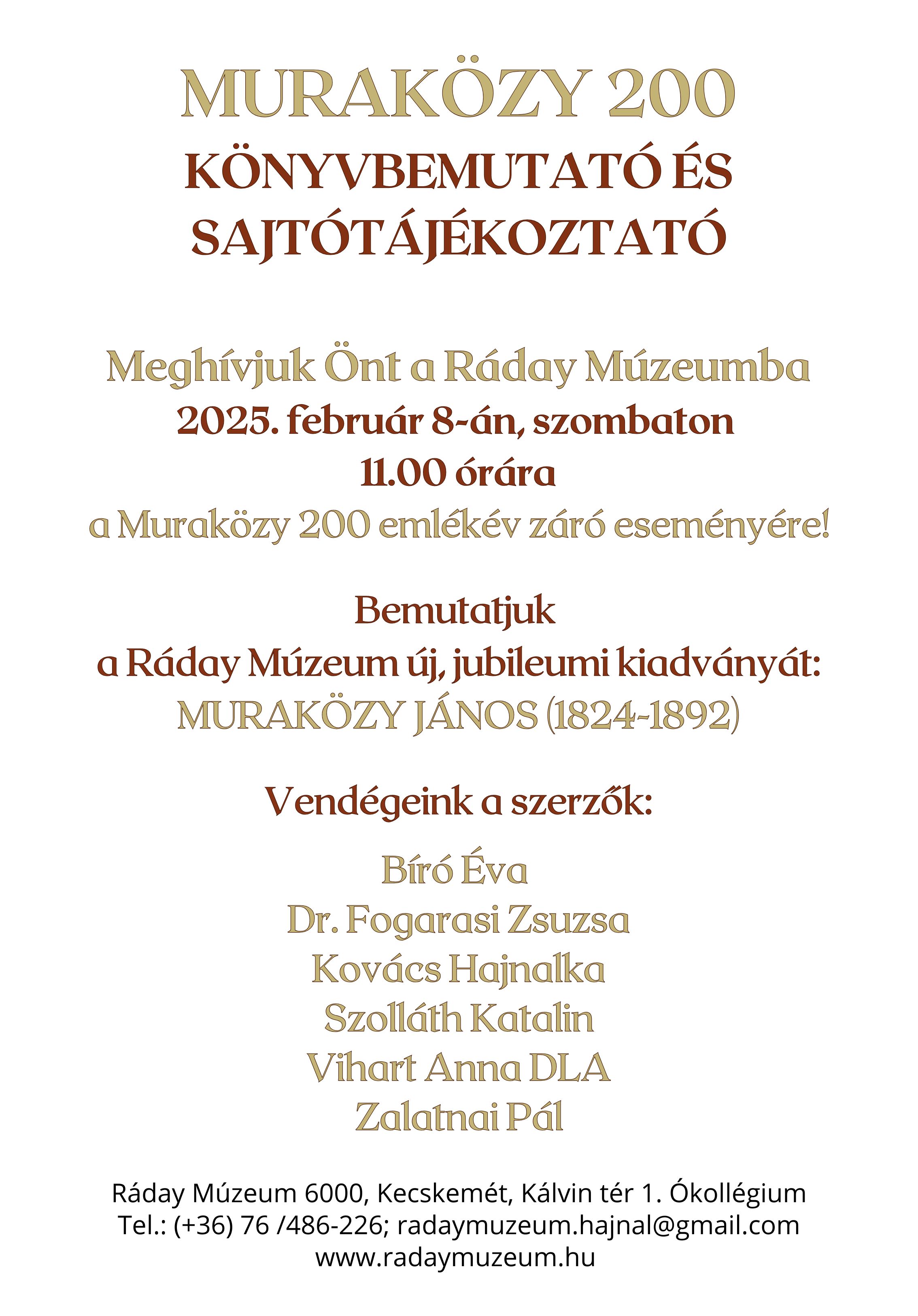  MURAKÖZY200 könyvbemutató és sajtótájékoztató